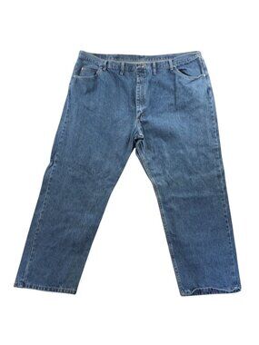 Wrangler Mens Work Jeans 48x29 Measured Blue Denim Relaxed Fit Classic Straight